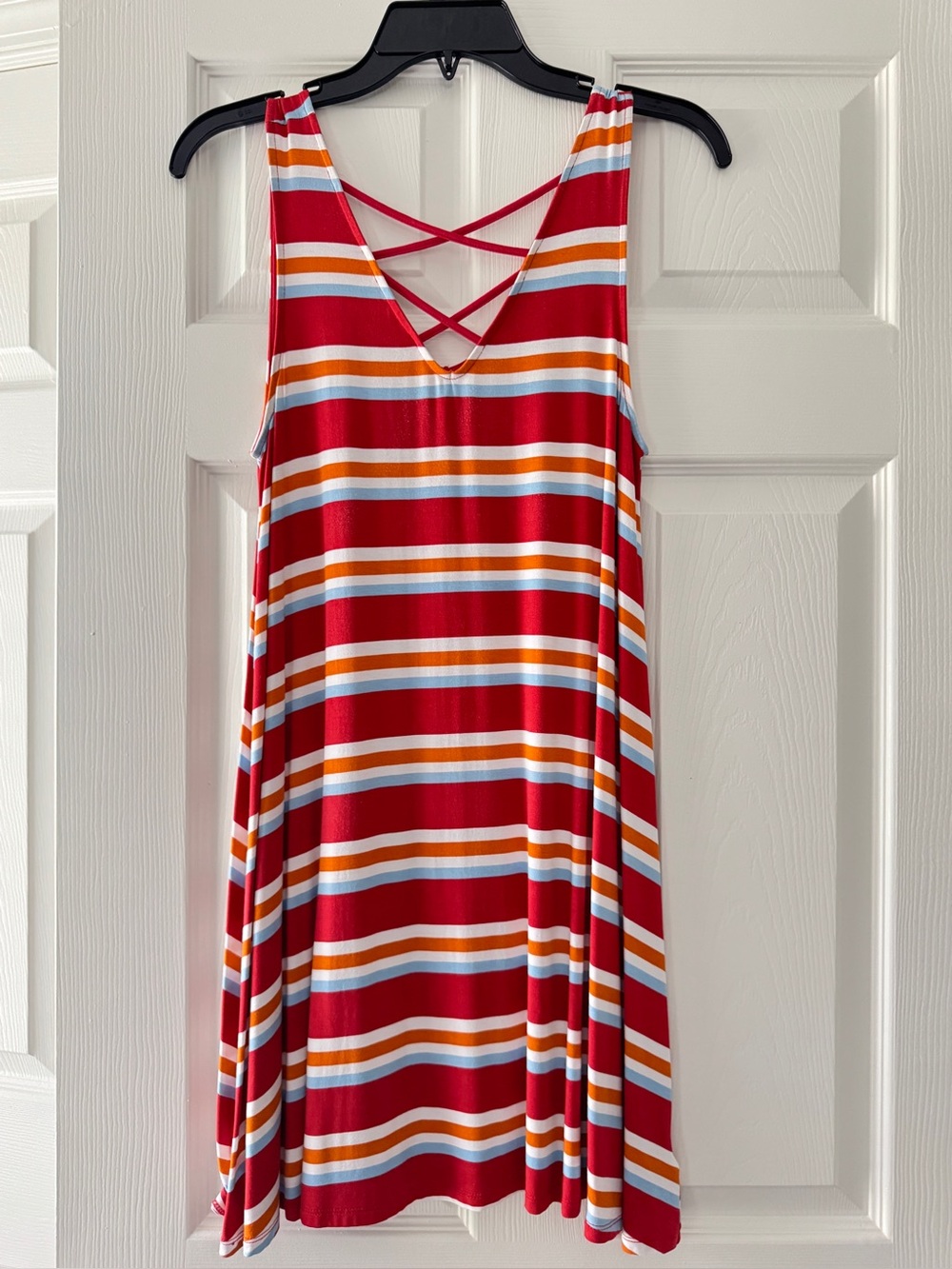 Arizona Jean Company Red Striped Crisscross Back Mini Dress